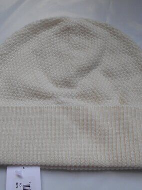 NWT Phenix Moss Stitch 100% Cashmere BEANIE Hat Women's Light Ivory, One Size